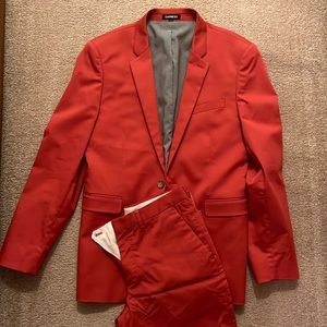 Men’s Slim extra Red suit jacket and pants. Perfect for Christmas.